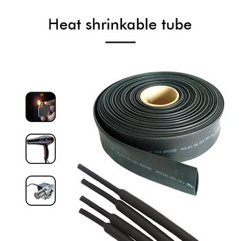 1 M/5 M Черна термостойкая свиване тръба, кабелен ръкав, свиване на тръба, изолиран съединител за кабели, протектор