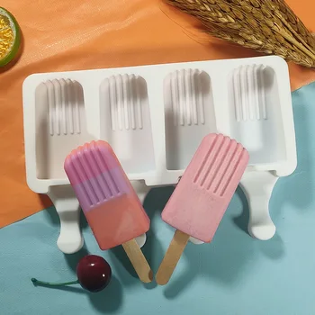 1 бр., Инструменти за сладолед с 4 кухини, силиконова форма за сладолед, вани за сладолед, ледени кубчета, тава за сладолед, силиконова форма за сладолед