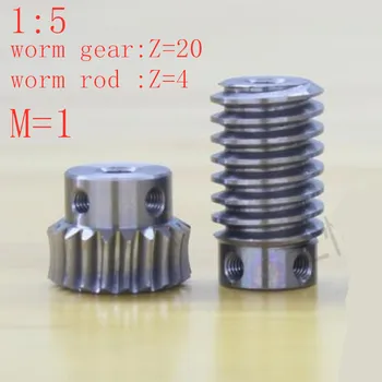 1 М 20 на зъбите съотношение 1: 5 Електродвигатели стоманена Червячная Прехвърляне Комплект пръчки дупка на червей съоръжения за пренос 6 8 10 mm, отвор на пръта, 8 10 мм
