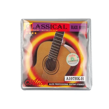 1 Опаковка от Alice A107BK-H Черни Струни за класическа китара от Бронзова сплав с найлонови покритие, 1-6-аз Струни за Китари, Аксесоари за Китара