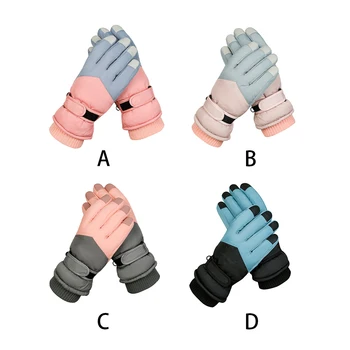 1 чифт ски ръкавици, непромокаеми ръкавици, затопляне против хлъзгане, ръкавици без пръсти, мотоциклетни мотори, запазването на топлина, розово, синьо
