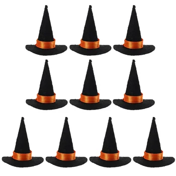 10 бр. филц шапки за вещиците на Хелоуин, мини-шапка за вещици, празнична шапка за вещици, декоративна шапка на вещица