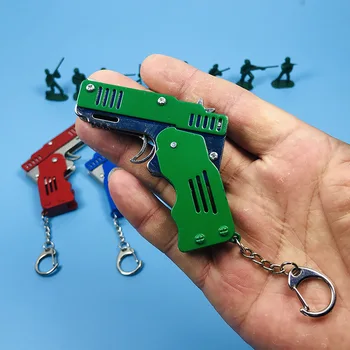 10 бр. цельнометаллическая модел пистолет с ластик играчка пистолет Сгъваем шестизарядный играчка пистолет Подарък аниме игра