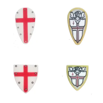 10 бр., щит с принтом за фигурки крестоносца, замък, рыцарское оръжие, цигански тревожно блок, тухла