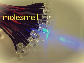 1000 бр, комплект led лампи с прозрачна вода 5 мм 24 В лилав цвят, 20 см, предварително свързан 5 мм 24 vdc, лилаво/UV-led