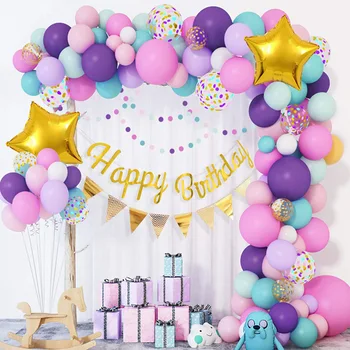 103 бр., балони с единорогом за рожден ден, венец, арка, розов балон, комплект за украса на парти по случай рождения ден на момичетата, сватбени фонови аксесоари