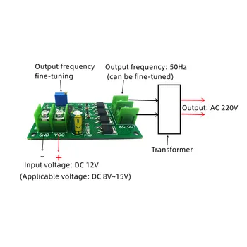 10X200 W от dc 12 v до променлив 12 инвертор 50 Hz, модул на генератор на правоъгълни сигнали, 12 W от ac 12v до 220v, захранващ трансформатор
