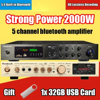 110/220 През 2000 W, усилвател на звука, Bluetooth версия 5.0, усилватели за домашно кино, звук подкрепа amplificador FM USB с дистанционно управление