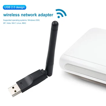 150 Mbit/с Мини WiFi адаптер на 2.4ghz USB WiFi безжична мрежова карта, 802.11 n/ g/ b с 2dBi антена за десктоп PC, лаптоп