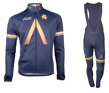 2017 Aqua Blue Team Пролетно-лятна мъжка велосипедна фланелка с дълъг ръкав, велосипедна дрехи с нагрудниками Ropa Ciclismo