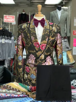 2022 Terno Masculino приталенное мъжки рокля с цветя модел, вечерни сватбени мъжки двубортные костюми, смокинг на булката, костюм за бала за мъже
