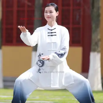 2023 китайска реколта дрехи за кунг-фу, тай-чи, облекла за бойните изкуства, костюм за практикуване на ушу с принтом тай-чи наклон цветове, подходящи за практикуване на тайцзицюань