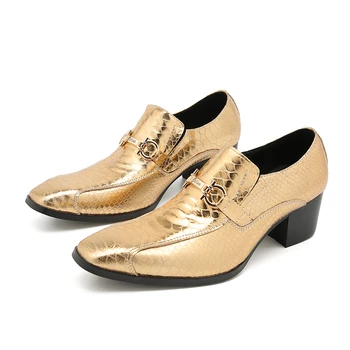 2023 Класически луксозни модела обувки с остри пръсти, модни обикновена банкетни обувки, елегантни мъжки вечерни обувки от волска кожа на висок ток