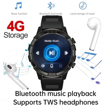 2023 Нови мъжки умни часовници, които се показват винаги време, Bluetooth-предизвикателство, спортна музика, карта памет 4 GB, умни часовници Samsung Android и ios