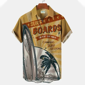 2023 Тениска За Мъже С 3D Принтом, Мъжки Топ, Свободна Риза Оверсайз, Дрехи за Почивка на Хавай, Ежедневни Облекла, Дишащи с къс Ръкав