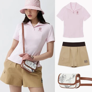 2023 Южна Кейпская риза за голф дамски дрехи с къси ръкави и летни нови прости върхове с ревера и V-образно деколте дамски улични