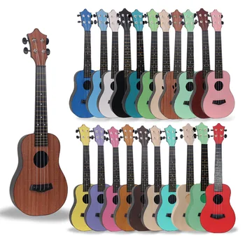 21 инч(и) Хавайска китара, ръчно изработени Сапеле, махагон, дървен музикален инструмент, ukulele, четырехструнная малка китара за начинаещи