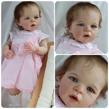 24-инчов Санди, вече боядисана, готова кукла-момиче, Возрожденный дете, популярна реалистична мека на допир 3D-художествена кукла от кожа
