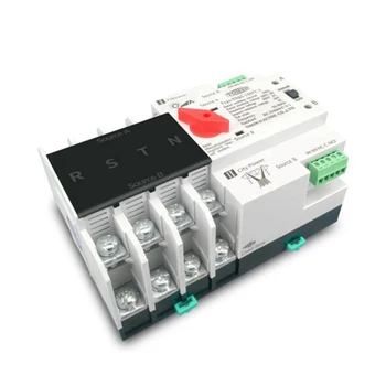 2X Din рейк 4P ATS Двоен ключ за автоматично предаване на храна Електрически ключове на непрекъсваеми токозахранващи устройства 100A