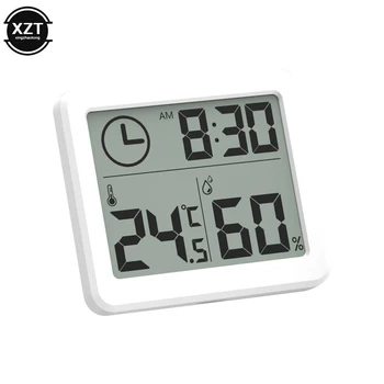 3.2-инчов интелигентен LCD дигитален термометър-влагомер, автоматичен електронен монитор на температурата и влажността, часовник, термометър за стая