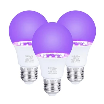 3 Бр., ултравиолетова UV-лампа с мощност 10 W, флуоресцентно UV-лампа, черен, светло синя лампа E26 110V 220V за декорация на партита DJ