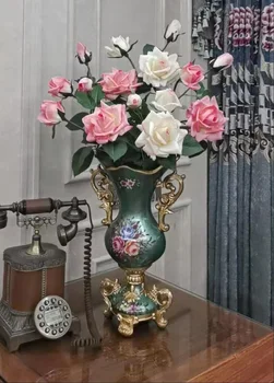 30-см европейската ваза от смола, стереоскопическая аранжировка от сухи цветя, качающаяся чиния, украса за влизане в хола, украса за дома