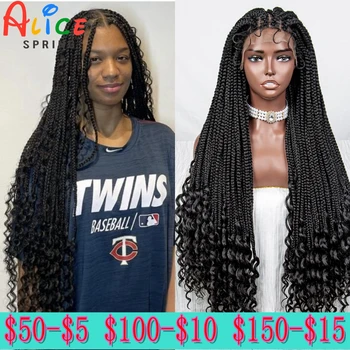 36 Инча Синтетични дантелени предната плетени перуки с детски коса на Расти от естествена коса плетени Синтетични перуки за черни жени