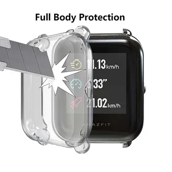 360 Пълно покритие, мек силиконов калъф от TPU, калъф за часа Amazfit Bip, умни часовници, умен гривна, защитен екран, защитната обвивка