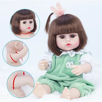 39 СМ Нов Момиче Подмладена Кукла Baby Doll Силиконово Тяло Може да Вземе Вана Магнитна Зърното Детски Подарък-Евтина Рекламна Играчка Аксесоар