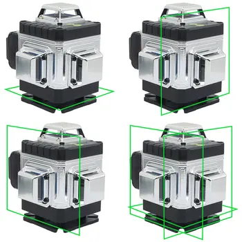 3D зелен 16-лайн умен ниво лазер с дистанционно управление, монтиране на стена, самонивелирующийся лазер с вертикални и хоризонтални линии