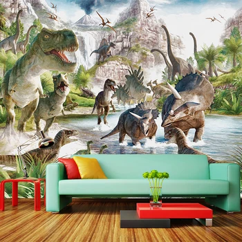 3D стенни тапети по поръчка, cartoony свят на динозаврите, спалня, хол, диван, ТЕЛЕВИЗОР, фон, стенописи, фотообои за стени 3D