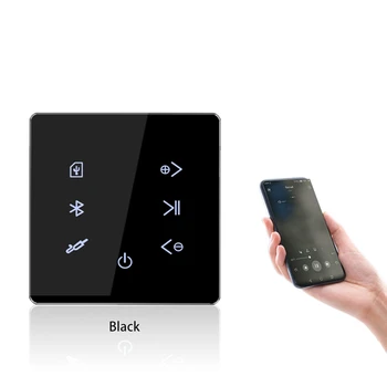 3X Bluetooth усилвател на стената USB SD карта музикален панел умен дом фонова стерео аудио система ресторант на хотела (черен)