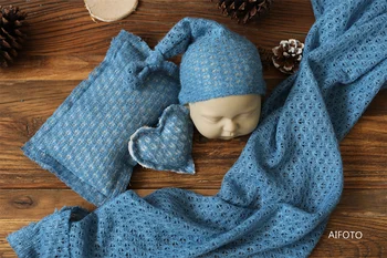4 снимка/комплект Реквизит за снимки на новородени, мека шапка, шапка за сън възглавница във формата на сърце, набор от подпори за фотосесия, подарък под формата на душата на детето, тъканни тайна