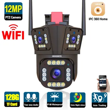 4K 12MP Wifi PTZ IP Камера С Двойна леща, Външна водоустойчив, с автоматично проследяване, Безжична Камера за Видеонаблюдение, 8MP, 2-Лентов аудио