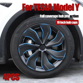 4ШТ 19-Инчов Капачката на Главината за Tesla, Модел Y 2018-2023 Автомобилни Капачки За Джанти Replacemen Hubcap Пълна Капачка Джанта Аксесоари