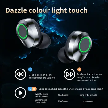 5 бр. безжични слушалки YD03 Bluetooth 5.3, висококачествени стерео HD цифров дисплей, водоустойчиви слушалки с микрофон