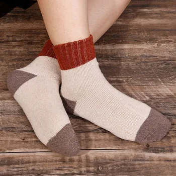 5 Чифта Нови Зимни женски Чорапи в стил Харадзюку, Реколта Лоскутные Изолирана Минерални Чорапи, Модни Висококачествени Изолирана Чорапи със Средна Дължина
