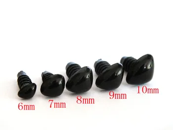 50шт Смесен размер 6 мм/7 мм/8 мм/9 мм/10 мм черни Защитни Носове За играчки на Всеки размер 10шт