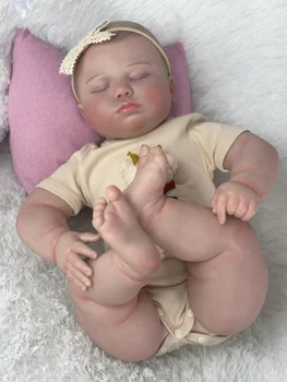 60 см, голям размер, спящата кукла-реборн, играчка за момичета, 3D кожа с съдовата виена, меката силиконова тъкан, тялото, подобно на истинско изкуство Bebe