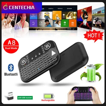 A8 мини Bluetooth клавиатура, 2,4 G двухрежимная 7 цвята осветление на преносими носи етикет за услугата мишка дистанционно управление за Windows Android TV