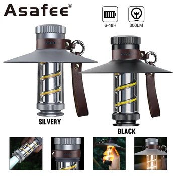Asafee уличен фенер за къмпинг в ретро стил с led подсветка сверхдлинного живот, водоустойчив, вградена батерия Type-c, с лампа за зареждане
