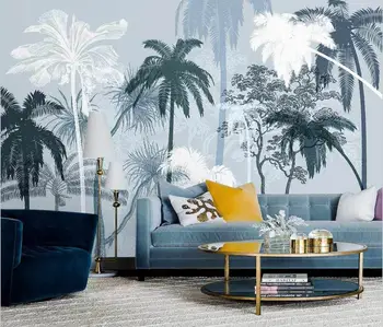 beibehang Потребителски 3d тапети стенопис в скандинавски стил, ръчно рисувани тропически растения, храсти, кокосова палма, елегантна фонова стена в помещението