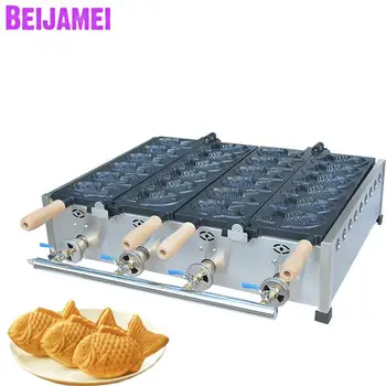 BEIJAMEI най-популярната машина за приготвяне на тайяки под формата на риба на газ пропан-бутан, двойна плоча, 12 бр., търговски газова машина за приготвяне на тайяки на газ