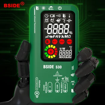 BSIDE S30 USB Зареждане LCD Цветен екран, Цифров Мултицет Инфрачервен Термометър True RMS 15 В Диод AC DC Тестер за Напрежение Ток
