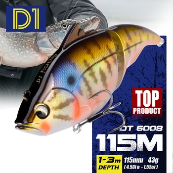 D1 Knotty fish 115 мм, 43 г. / 44 г Потъва /плаващ плаващи примамки 1-3 метра подвижен действия от малък блюгилла или панфиши