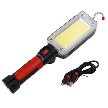 D2 led работна лампа с Мощен преносим фенер с кука и магнит, туризъм лампа, COB USB, 18650 акумулаторна фенерче, работно водоустойчив