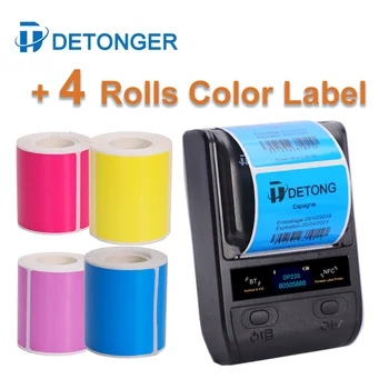 DETONGER DP23S 58 мм преносим термопринтер с 4 ролята на цветни стикери Bluetooth за производство на етикети с баркод DP23S