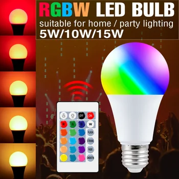 DuuToo RGB Лампа Led 16 Цвята на Светлината E27 Умна Лампа Лампа 5 W 10 W 15 W Безжично Дистанционно Управление Превключвател на Хелоуин Декор Bombilla RGBW