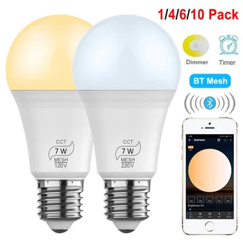 E27 Интелигентна led лампа, която е съвместима с Bluetooth, 7 W, CCT Лампа с регулируема яркост, AC100V 220 В, BT, Окото група, Интелигентен Led Лампа, Домашно Осветление в помещенията