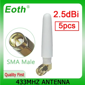 EOHT 5ШТ 433 Mhz Антена на Suzan 2,5 дБи SMA Штекерный конектор антена с малък Размер на ИН Бяла Безжичен Приемник Lorawan